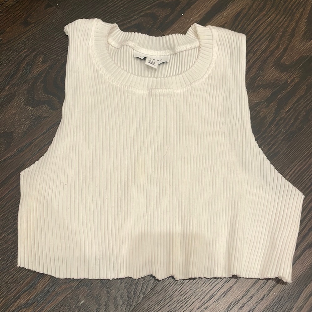 top shop cropped white tank top